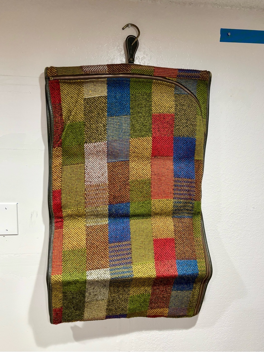 Vintage Multicolor Woven Tweed Folding Garment Bag Tucky And Talon Hardware